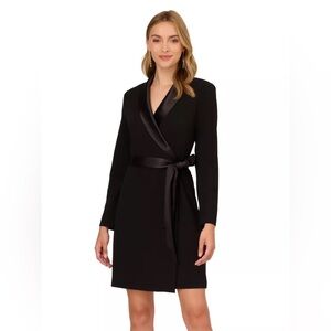 New Adrianna Papell Sz 14 Knit Crepe Tuxedo A-Line Dress